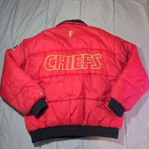 Vintage Pro Player Chiefs Reversible Puffer Jacket Red Black NFL Logo L/XL - Picture 6 of 8
